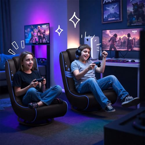 Foldable Swivel Floor Gaming Chair with Ergonomic Cushioning
