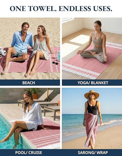 Lane Linen 6-Pack Oversized Beach Towels 39x71 Quick-Dry Diamond Multi