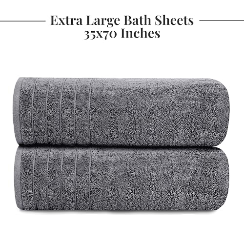 2-Piece Extra Large Cotton Bath Sheets, 35 x 70 Inch Oversized Towels