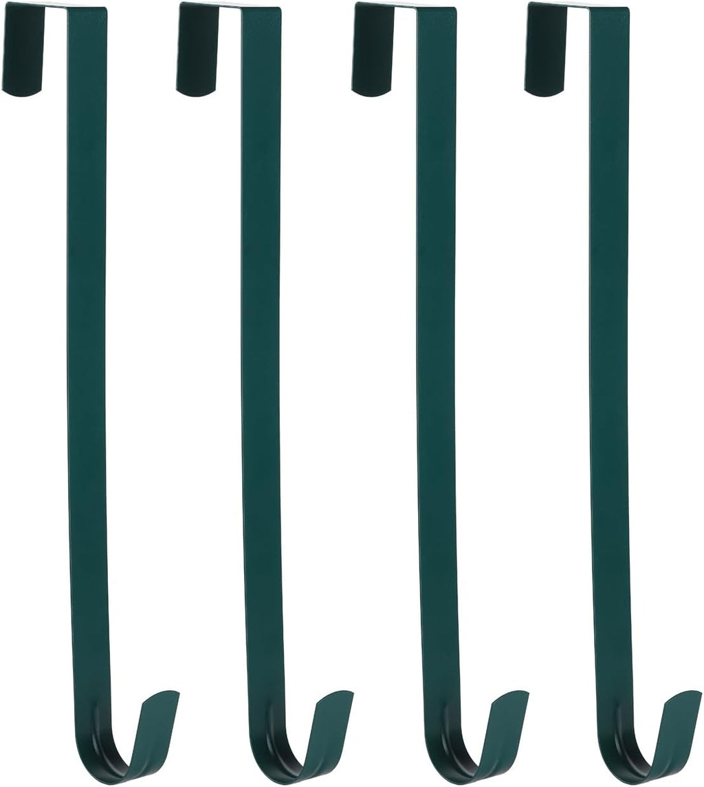 Sattiyrch 15" Wreath Hanger - Sturdy Steel Over The Door Hook for Front Door Decor (Green, 4")