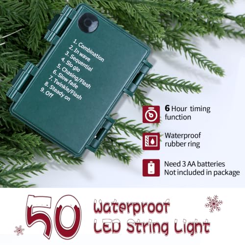 Enven 3ft Norfolk Pine Artificial Christmas Tree with 50 LED Lights & 8 Modes - Potted Holiday Decor (Single Pack)
