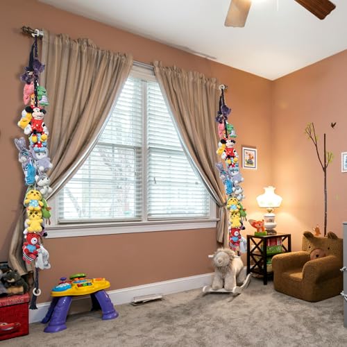 2-Pack Stuffed Animal Storage Chain with 40 Metal Clips, 80-Inch Boho Wall Organizer