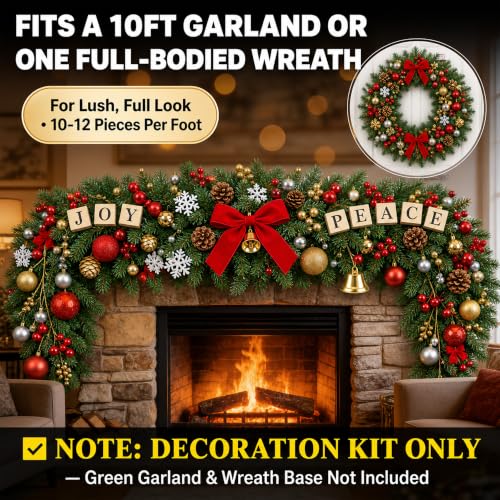148-Piece Christmas Wreath Decorating Kit with Pine Cones Berries Snowflakes & Bows