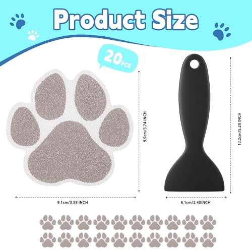 20-Piece Dog Paw Non-Slip Bathtub Stickers with Scraper, Brown
