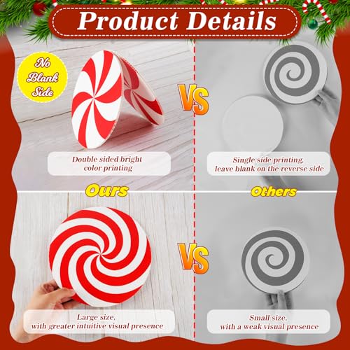 12-Piece Peppermint Lollipop Christmas Tree Picks, 7.87 Inch Red & White