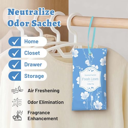 Linen Scented Sachets for Drawers and Closets - 14-Pack Air Freshener