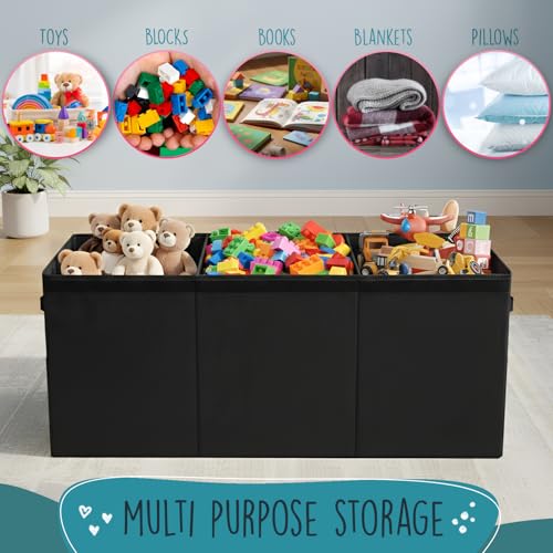 Extra Large Collapsible Toy Storage Chest with Lid & Dividers (37"x16"x14")