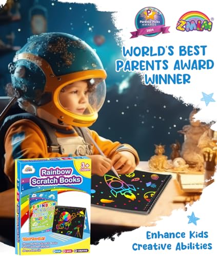Rainbow Scratch Notebook Set for Kids - 2 Pack Blue Art & Craft Supplies