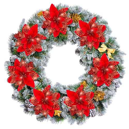 Artificial Christmas Poinsettia Flowers with Clips - Red, 30 Pack, 5.9 Inch