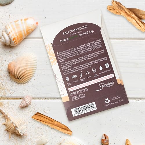 Sandalwood Scented Sachets for Closets and Drawers, 6-Pack Long-Lasting