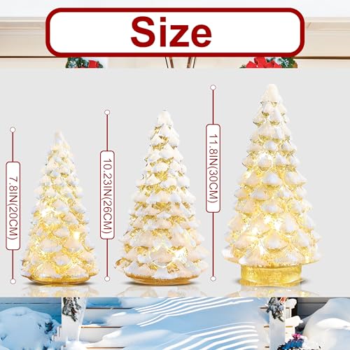 3PCS Christmas Ornaments Set,Tower Shaped Glass Xmas Tree, Mercury