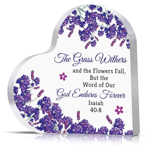 Bible Verse Desk Sign 01 - Christian Acrylic Heart Plaque Religious Gift for Women