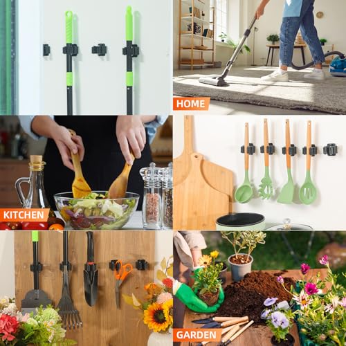 5-Pack Heavy Duty Stainless Steel Broom and Mop Holder Wall Mount