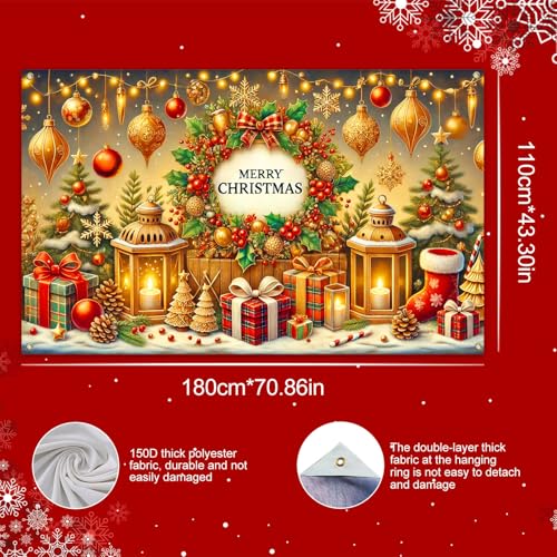 Merry Christmas Banner 71x43 in Holiday Decor Festive Wall Backdrop - BlissYard Christmas Banner #03