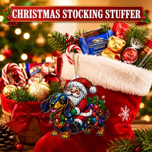 GIVNARIS Santa Claus Christmas Ornament with Dachshund - Holiday Tree Decor
