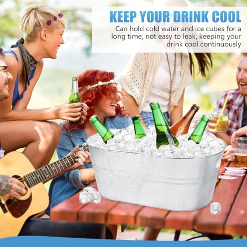 Galvanized Metal Ice Buckets, 4-Gallon Beverage Tubs with Handles (4 Pack)