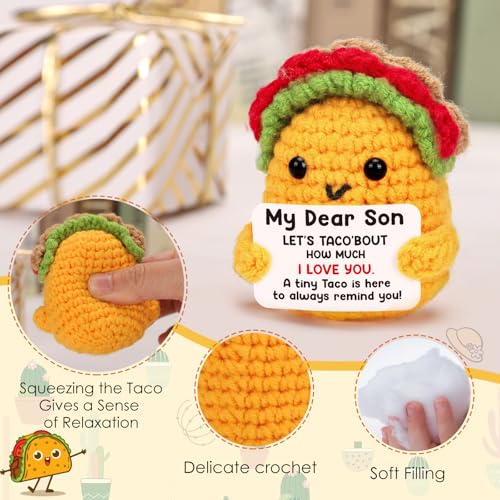 Mini Crochet Taco Gift for Son - Handmade Positive Encouragement Keepsake