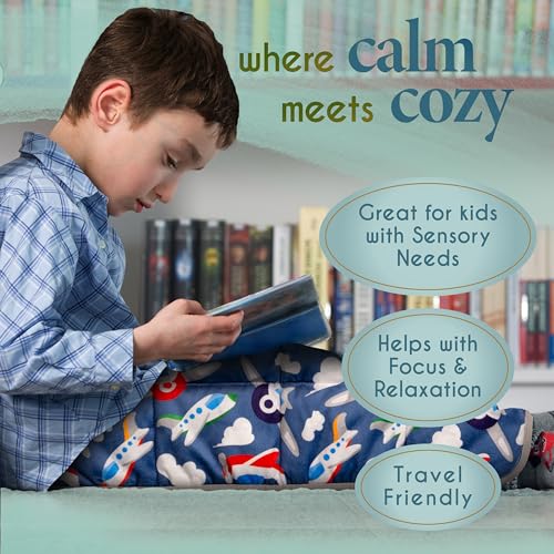 Weighted Lap Pad, 5 lb Sensory Blanket for Relaxation, 20 x 23 Inch Blue