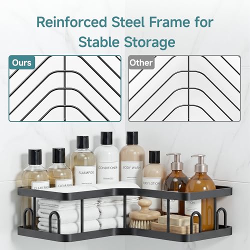 Veken Corner Shower Caddy 3-Pack, Rustproof Adhesive Shelves with Soap Holder