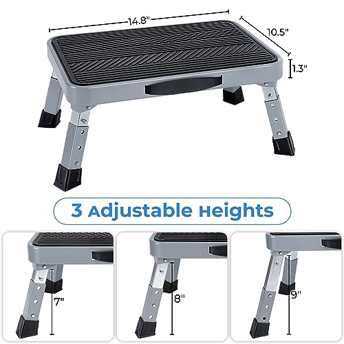 Height-Adjustable Folding Step Stool, Non-Slip Platform Ladder, 330 Lbs