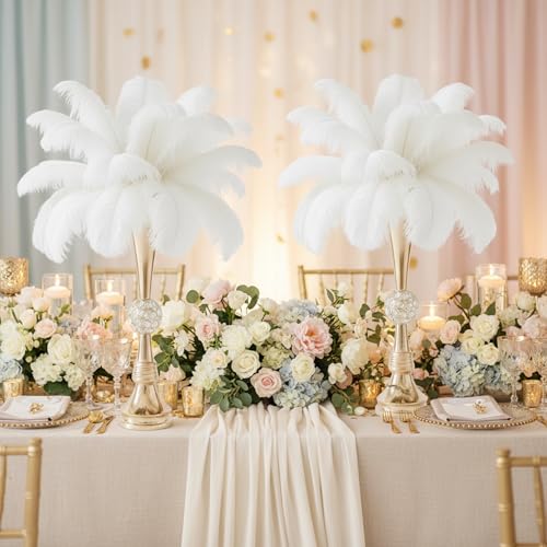 Crystal Gold Flower Vases 21.6in Trumpet Table Centers - Gold / 2pcs