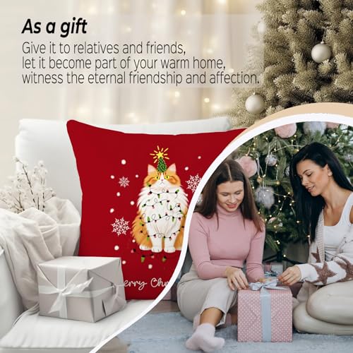 GDJIEGBC Funny Orange Cat Christmas Pillow Cover 18x18 P — Seasonal Home Decor