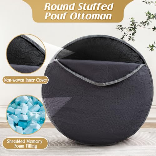 Round Plush Ottoman Foot Rest - Soft Velvet Living Room Pouf
