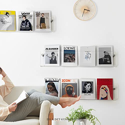 2-Pack 17-Inch Acrylic Wall-Mounted Magazine Holder Floating Shelves