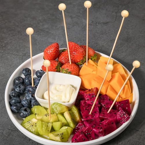 GuGen Wooden Fancy Toothpicks 4.7 Inch Cocktail Picks for Appetizers & Drinks