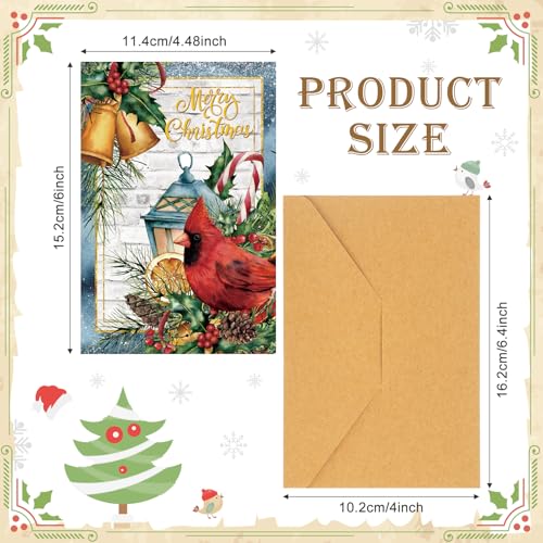 Cholemy Rustic Cardinal and Berries Christmas Cards with Envelopes, 36pc 4x6, Assorted Styles