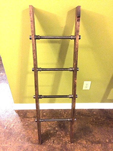 Rustic Industrial Pipe and Wood Blanket Ladder - 48-Inch Decorative Quilt Rack
