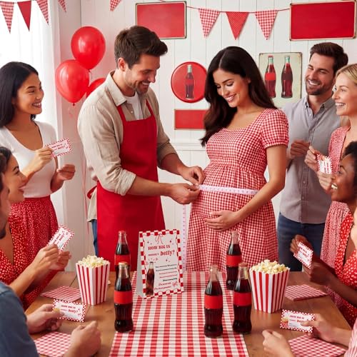 Sinload 54 Pcs Baby Shower Game Red She's Ready to Pop Belly Measure Kit