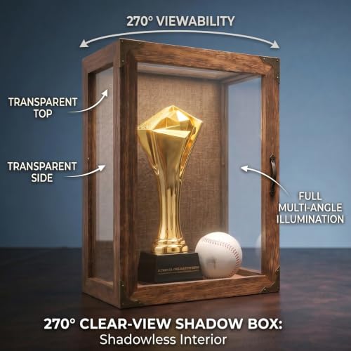 11x14 Deep Shadow Box Display Case with Glass Sides - 6.2 Inch Depth Wood