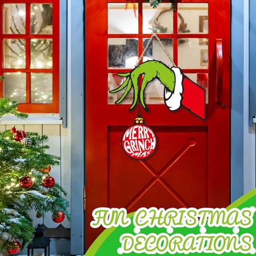 Denylo Pro Christmas Style-5 Wooden Door Sign - Red & Green Holiday Decor