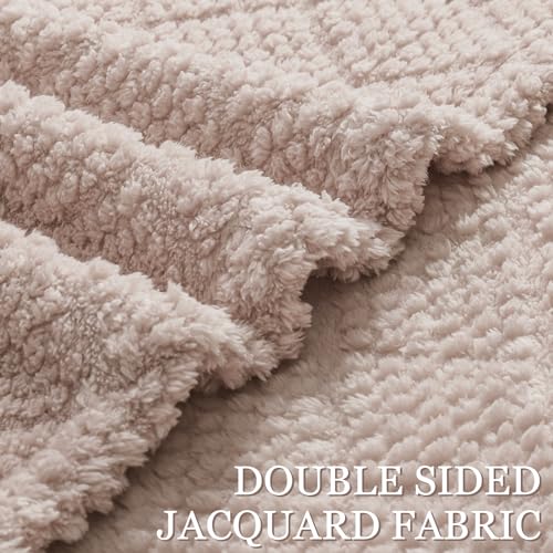 Queen Size Fleece Blanket, Lightweight Jacquard Waffle Design, 90x90 Inch