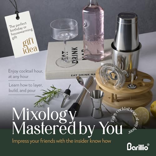 Silver Barillio Elite Mixology Bartender Kit with Stand - 9-Piece Cocktail Set