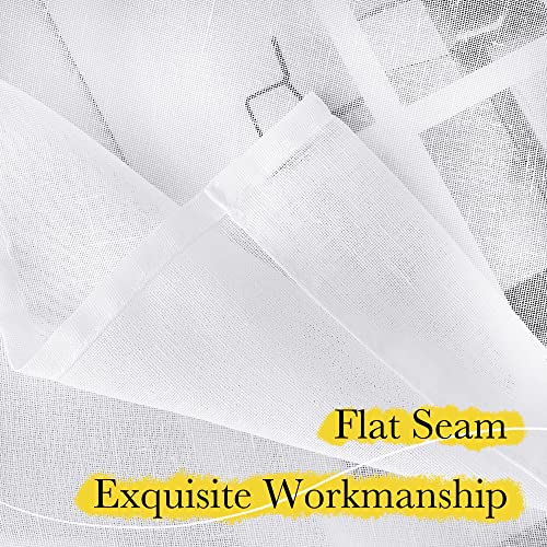 NICETOWN White Linen Sheer Curtains 63 inch Length 2 Panels, Light Filtering Curtain Drapes for Living Room, 52" W x 63" L, 2 Panels