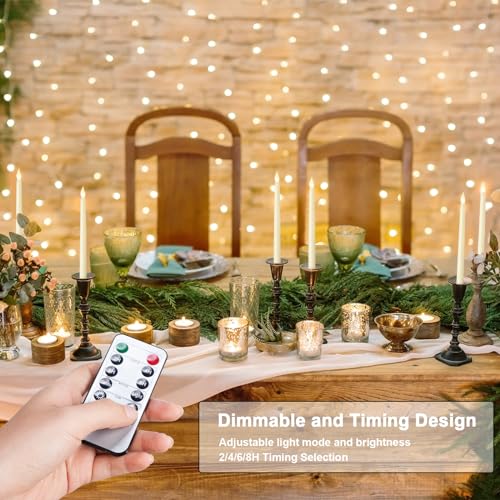 Baquler 120 Pcs 11" Ivory White Flameless Taper Candles with Remote & Timer