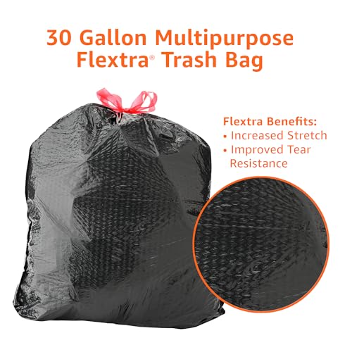 30 Gallon Multipurpose Drawstring Trash Bags - Tear-Resistant Black (50 Count)