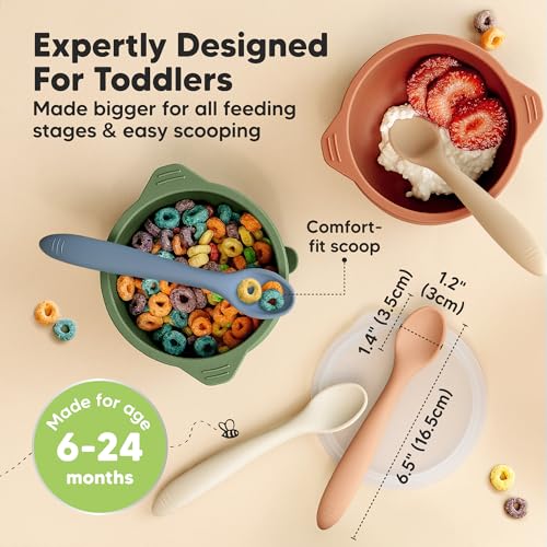 Silicone Baby Spoons for Self Feeding & Weaning 3-Pack Slate