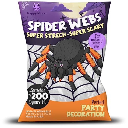Halloween Spider Web Decoration with 8 Plastic Spiders, 200 Sq Ft