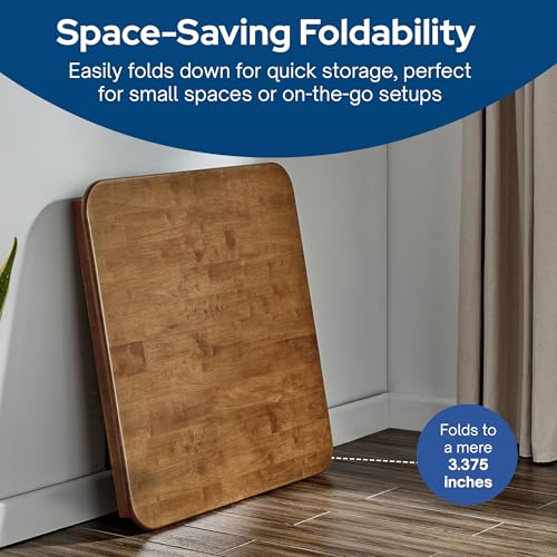 32x32 Solid Hardwood Square Folding Table, Fruitwood Finish