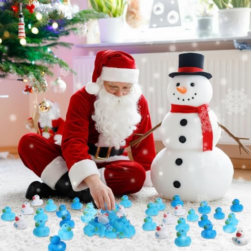 Jerify 200 Pcs Mini Rubber Ducks Snowflake Winter Christmas Party Favors