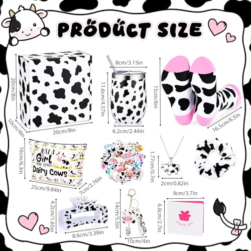 Landical 59 Pcs Cow Gift Set for Women - Cow Theme Holiday Cozy Kit