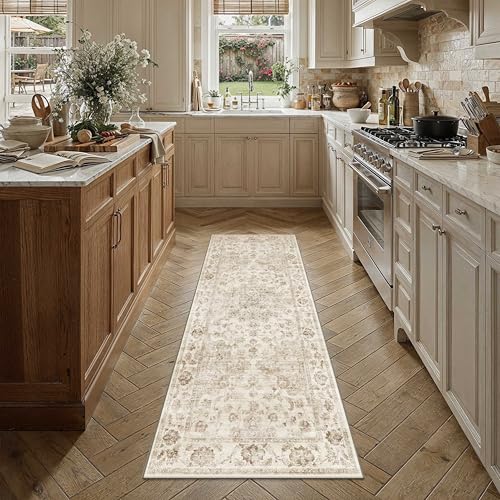 3-Piece Washable Kitchen Runner Rug Set, Non-Slip Vintage Farmhouse Mats