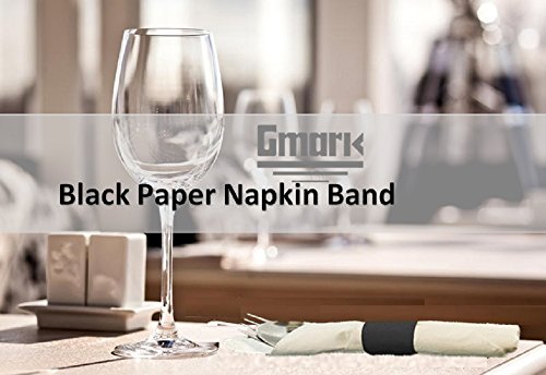 Self-Adhesive Black Paper Napkin Bands, 4.25 x 1.5 Inch, 2500 Count
