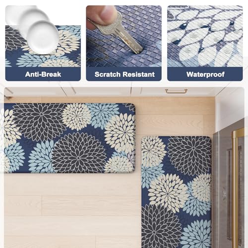 2-Piece Anti-Fatigue Kitchen Mat Set, Cushioned Waterproof Standing Floor Rugs
