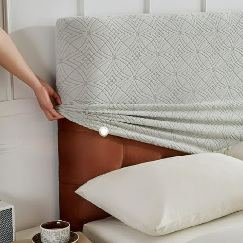 Stretch Headboard Cover for Full Queen King Size - Jacquard Anti-Slip Protector