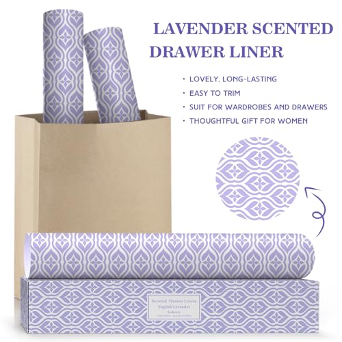 Lavender Scented Drawer Liners - 6 Non-Adhesive Sheets for Closets & Dressers