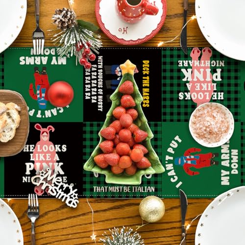 Yarcooly 13 x 72 Inch Christmas Table Runner Linen Set for Holiday Decor